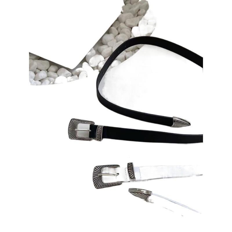 Stylish Black And White Metal Floral Buckle Belt For Women Vintage Chic Fashion