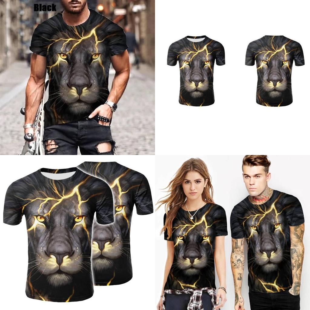 Trendy 3d Printed Lion And Tiger Men's T-shirt Comfortable Loose Fit Summer Wear
