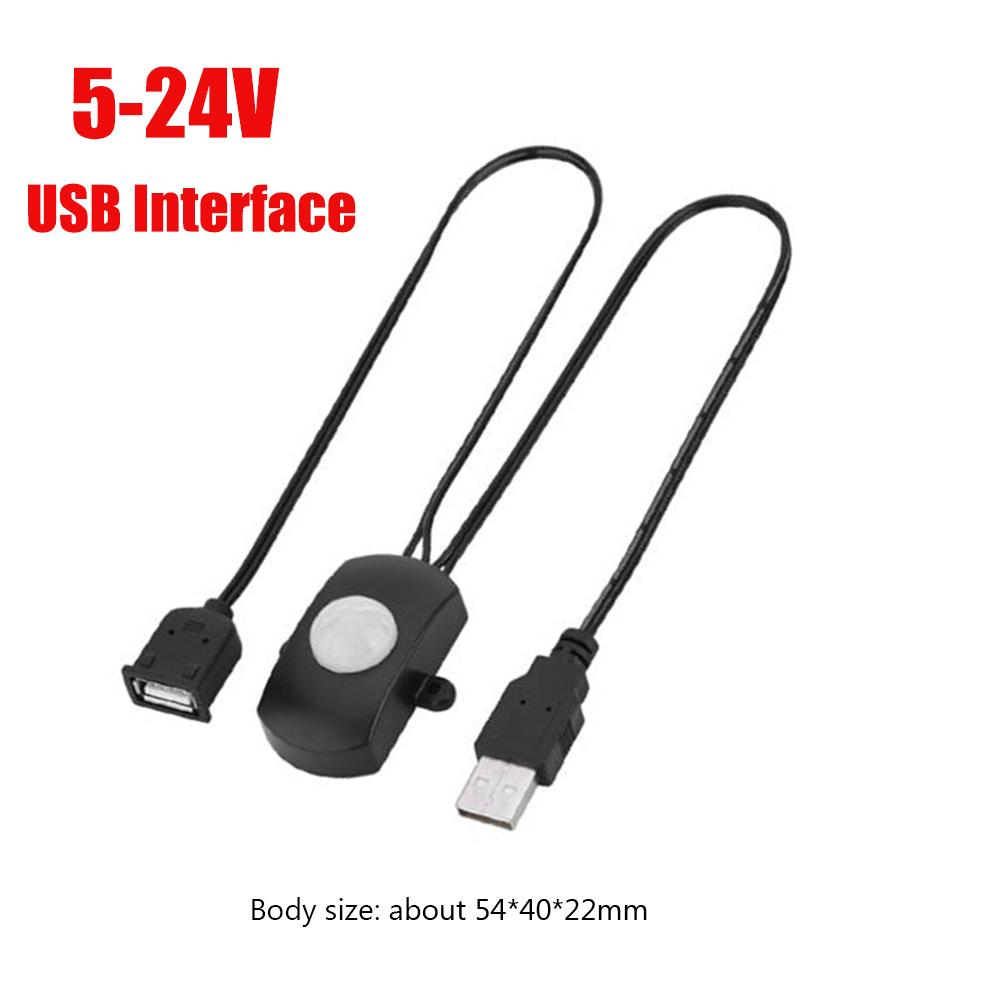 DC 5-24V PIR Infrared Motion human body Sensor Detector USB interface 5.5 DC Plug Mini Corridor Closet Underbed LED Light Switch