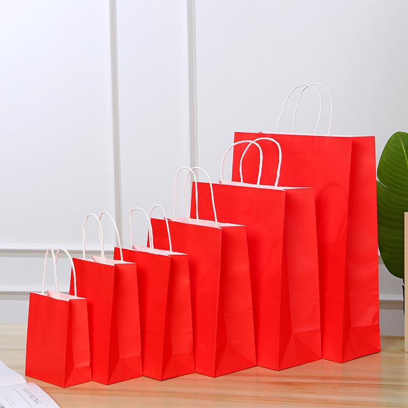 Spot Multi-color Kraft Paper Bag with Handles for Advertising, Gift Packaging, and Shopping, with Custom Printed Logo