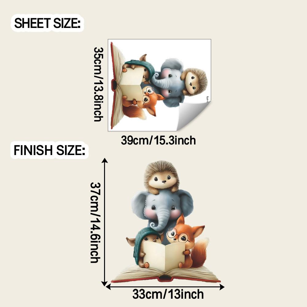 

Мультяшные животные читают, учатся, спальня, украшение дома и благоустройство наклейки на стену