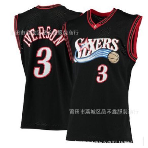 76Team 3No. 1 Allen Iverson Basketball Jersey Vintage Mesh Embroidered Jersey