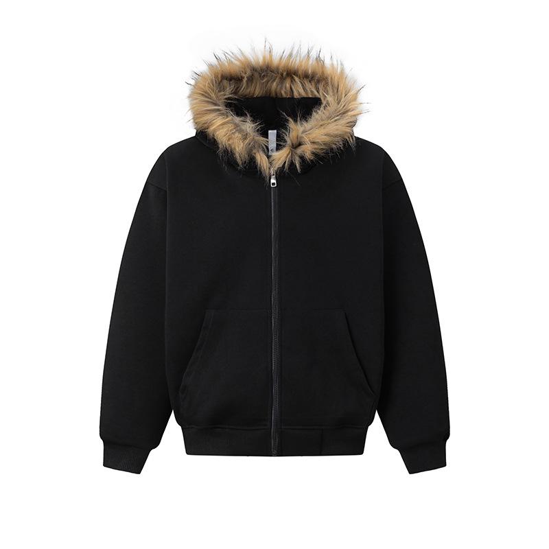 2025 Premium Retro Fur Collar Hoodie Cardigan Jacket for Men & Women - Autumn Trendy Couple Wear