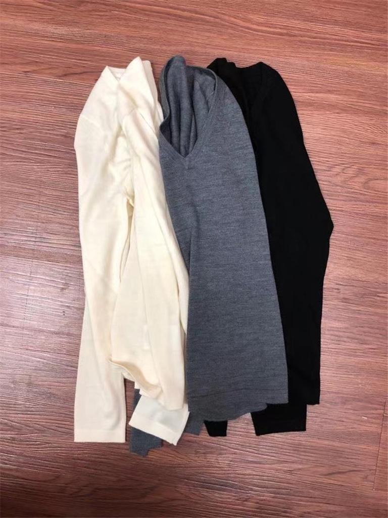 Women's V-Neck Wool Cashmere Knit Sweater: Comfortable, Versatile, Slimming, Long-Sleeved Base Layer for Autumn/Winter