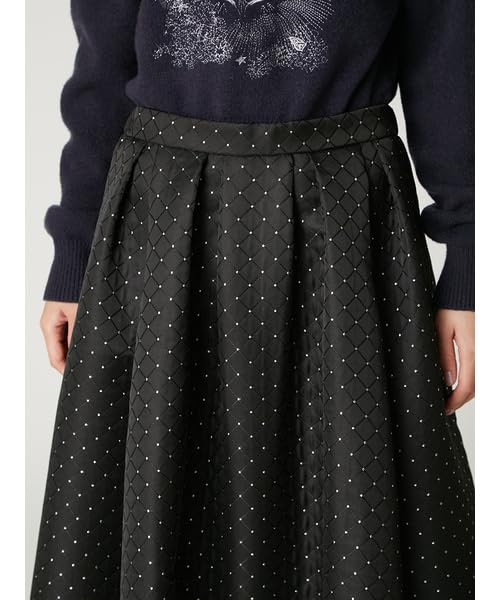 Lame Matelasse Tuck Flare Skirt FWFS261008BLK1