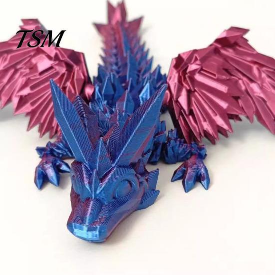 Flying Dragon Model 3D Printed Figurine Movable Joints Chinese Figure Mini Articulated Winged Fidget Toy Desktop Decoration Ornament Collectible