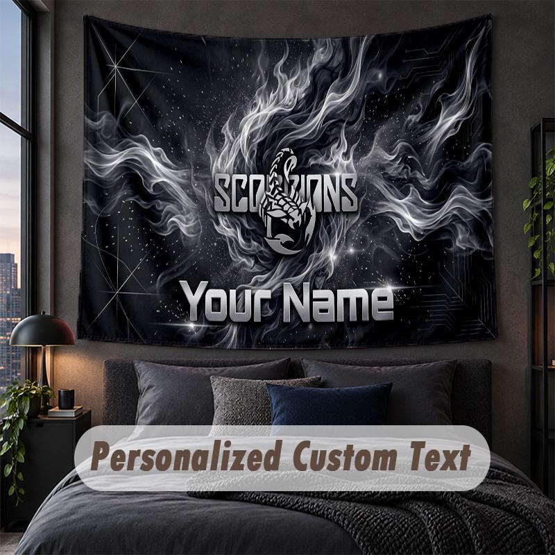 Custom Name Text Tapestry,Scorpions Decorative Wall Hanging, Background Tapestry For Home Bedroom
