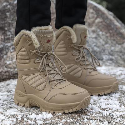 Bottes de neige épaisses en peluche pour homme pour la randonnée et l'alpinisme, bottes hautes de l'armée pour bottes pour homme