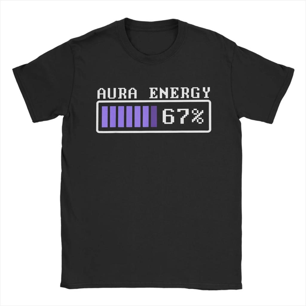 Funny Aura Energy at 67 Six Seven Genz Meme Slang T Shirt 's Cotton Tops Retro O-neck Short Sleeve