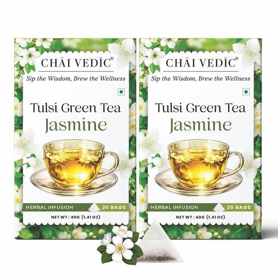 Samaara Chai Vedic Tea | Jasmine Tulsi Green Tea | 20 Tea Bags | Pack of 2