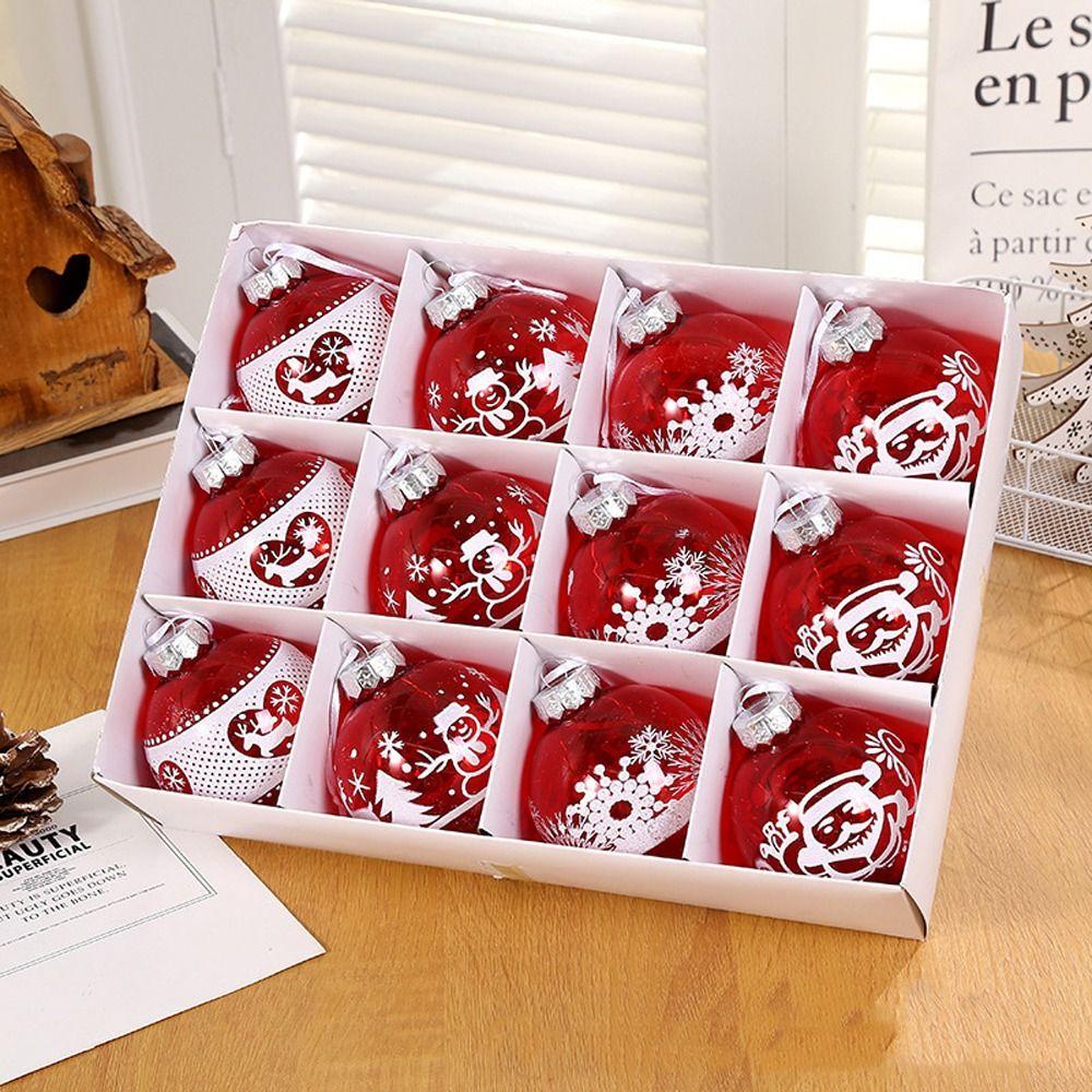 12PCS 8cm Electroplated Christmas Hanging Balls Shatterproof Xmas Tree Pendants  Party Favors