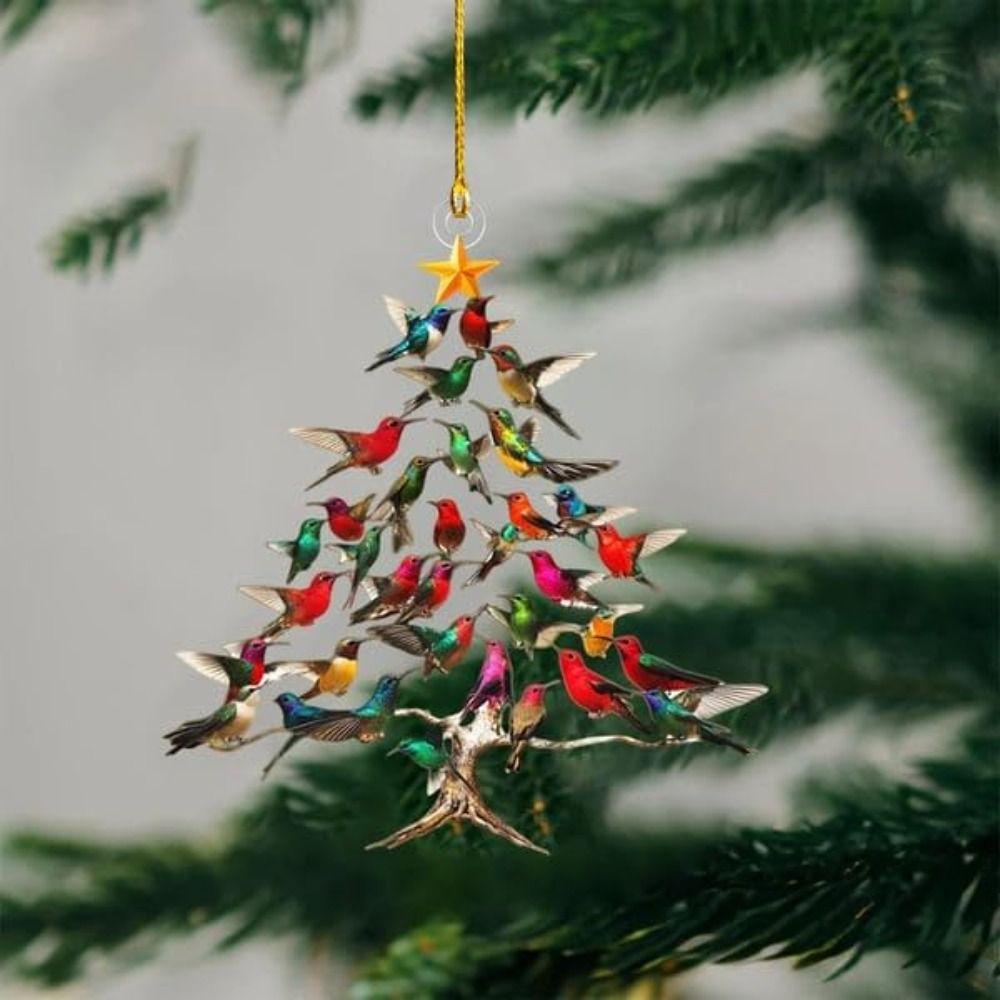 1/5Pcs 2D Hummingbird Christmas Ornament Acrylic Christmas Tree Ornaments  Home Decor
