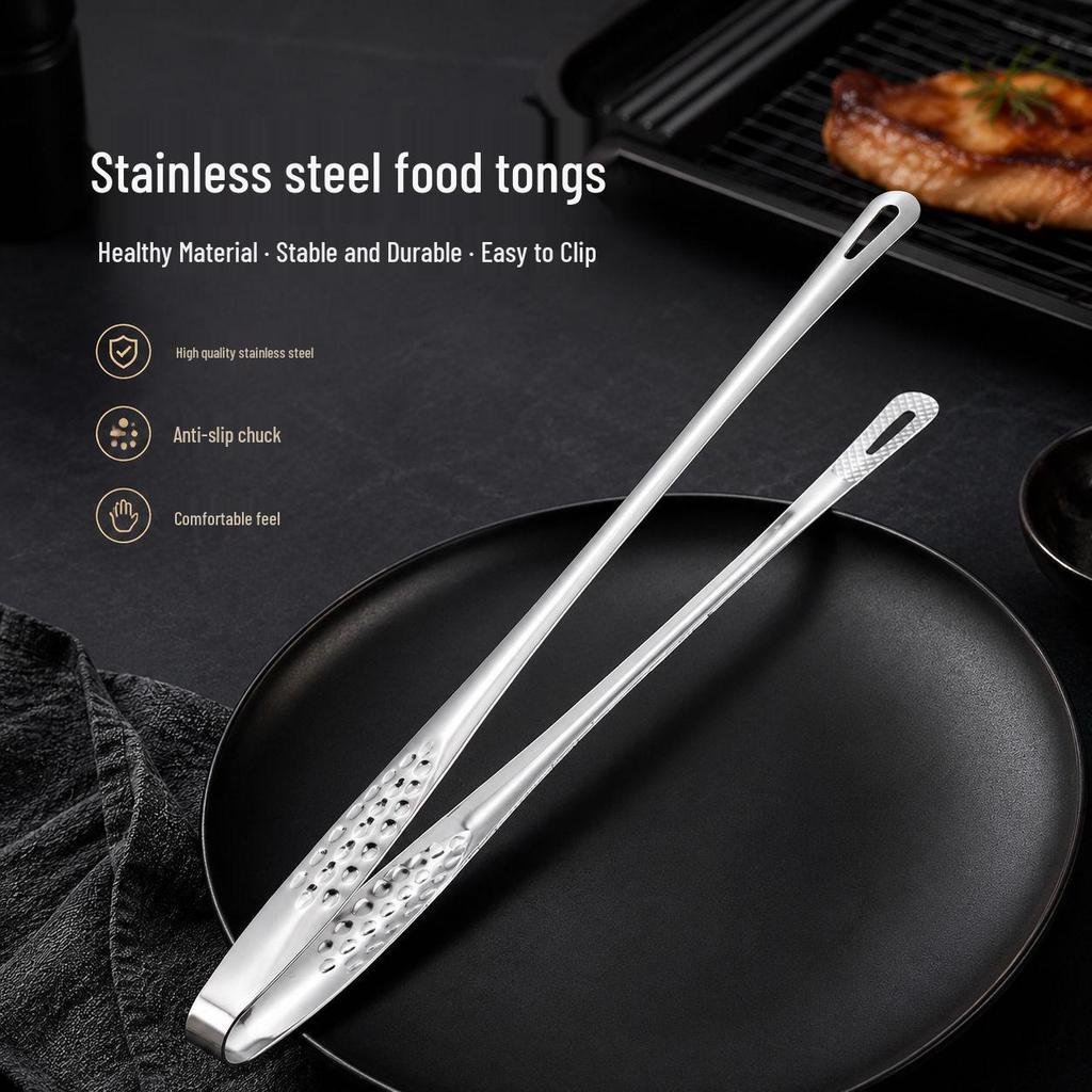 304 Stainless Steel BBQ and Kitchen Tongs: Steak, Food, Bread, and Extended Barbecue Tongs