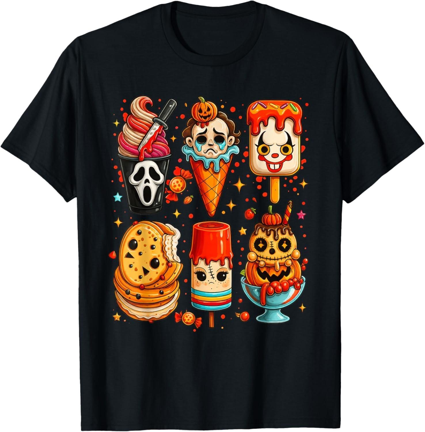 Horror Movie Summer Popsicle Halloween Ice Cream Summerween unisex T-Shirt Mens Womens Tees Top 3XL
