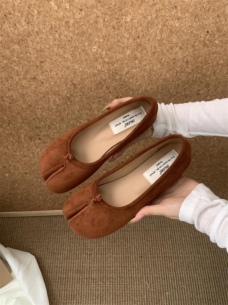 2025 spring new French sub-toe suede soft bottom shallow mouth gentle evening wind pig's trotters