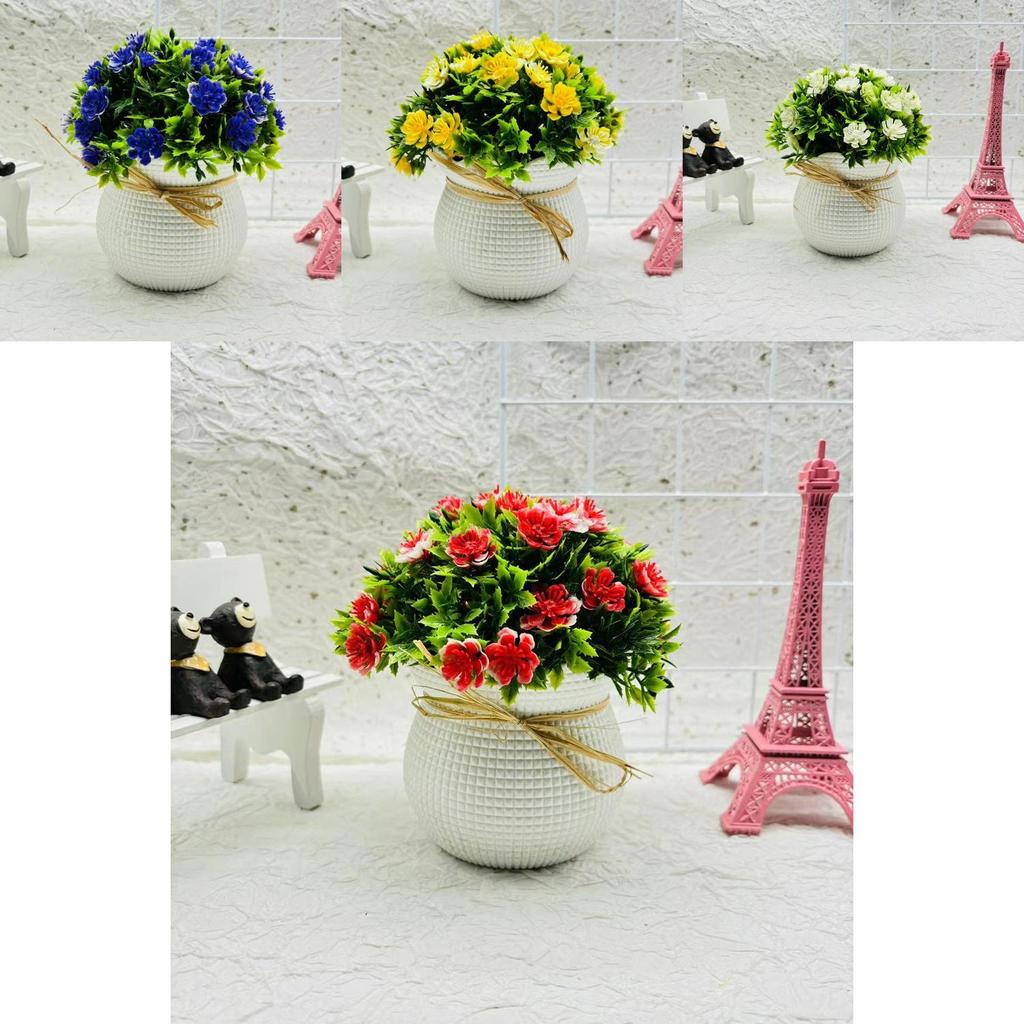 Decorative Fake Chrysanthemum Indicum Hemisphere Potted Plant With Plastic Construction For Indoor Home Office Decoration