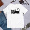 Cute Abstract Black Cat Line Art T Shirt Minimalist Grinning Cat Design Shortsleeved Tee Aesthetic Casual Top for WomenGirls