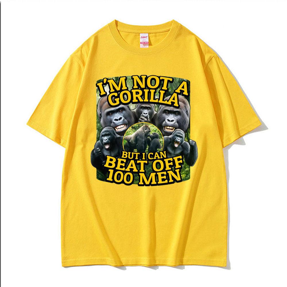Funny Gorilla Vs 100 Men Meme Graphic T Shirts Men's Women Vintage Fashion Summer T-shirts Casual Summer High Quality T Shirt