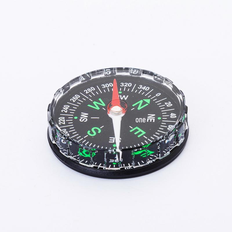 Black Serrated Edge Compass with Pointer, Outdoor, Small Plastic, 45mm Diameter.