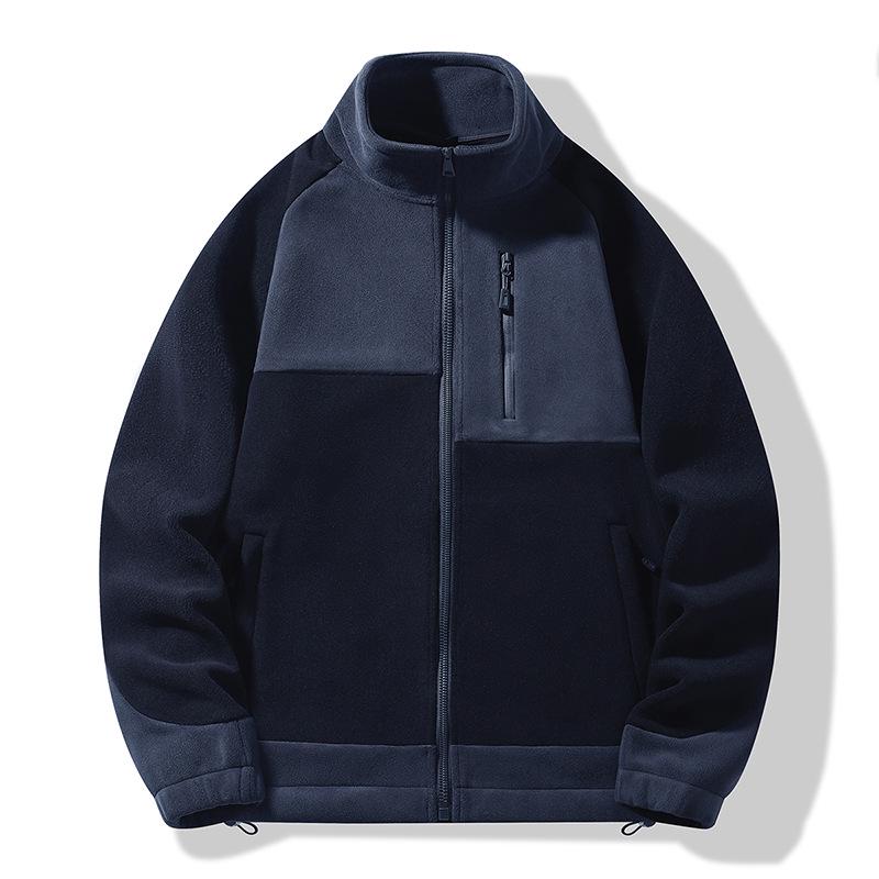 

Мужская модная осенняя флисовая куртка Olibo с воротником-стойкой в повседневном стиле L чёрный