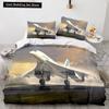 Airplane King Queen Full Duvet Cover Vintage Fighter Bedding Set for Kids Teens Adults Sky Clouds Grey 2/3pcs Soft Quilt Cover