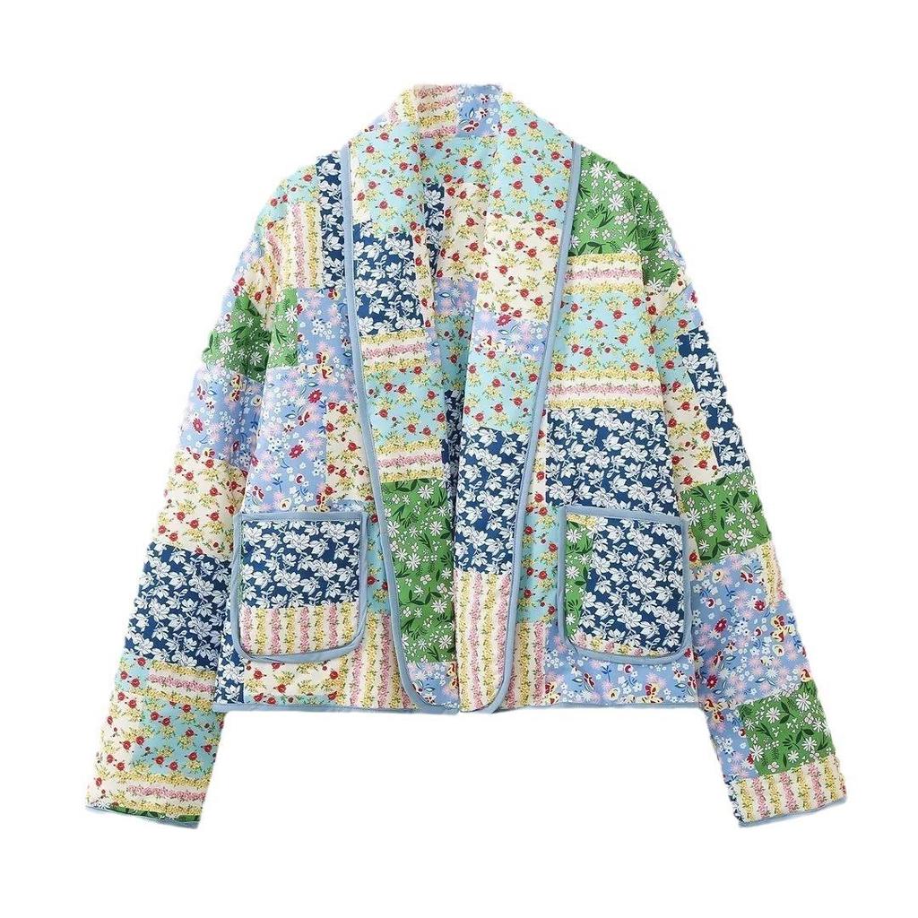 Spring Lapel Fashion Printed Cotton Slimming Jacket