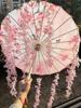 Fioletowy Lawendowy Anime Parasol z Wentylatorem Wiatroodporny Na Plażę Taniec Cosplay Parasol z Papieru Olejnego Parasol Hanfu