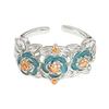 Flowers Are Like Brocade~ Medieval Vintage Hollow Zircon Flower Row Ring Opening Ring Enamel Light Luxury Noble Diamond