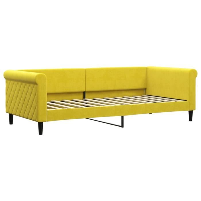 VidaXL Daybed with Mattress Yellow 90x200 Cm Velvet 3197752