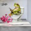 Transparent Acrylic Decor Frog on Toilet Decor, 2D Funny Bathroom Shelf Figure, Cute Decoration Assembled Statue for Desk Living Room Office,