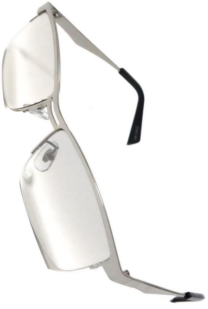 Bliss Leather Silver and Clear Square Rimless Sunglasses for Perfect for a Tough Slightly Tough Metal Thin Half-Rim Men, Look, Tinted, Transparent,