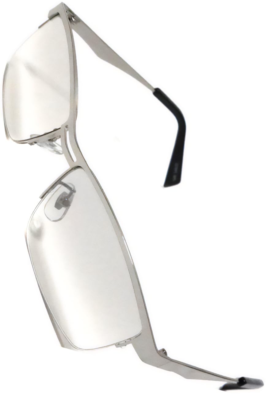 

[Bliss Leather] Модные очки Серебристый x Прозрачный, Квадратная форма, Гангстерский стиль, Полуободок, Без ободка, Мужские очки, Без диоптрий,