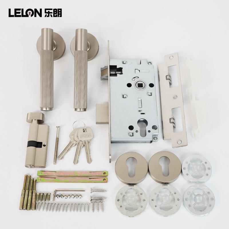 Minimalist Gold Knurled Zinc Alloy Interior Door Handle Lock