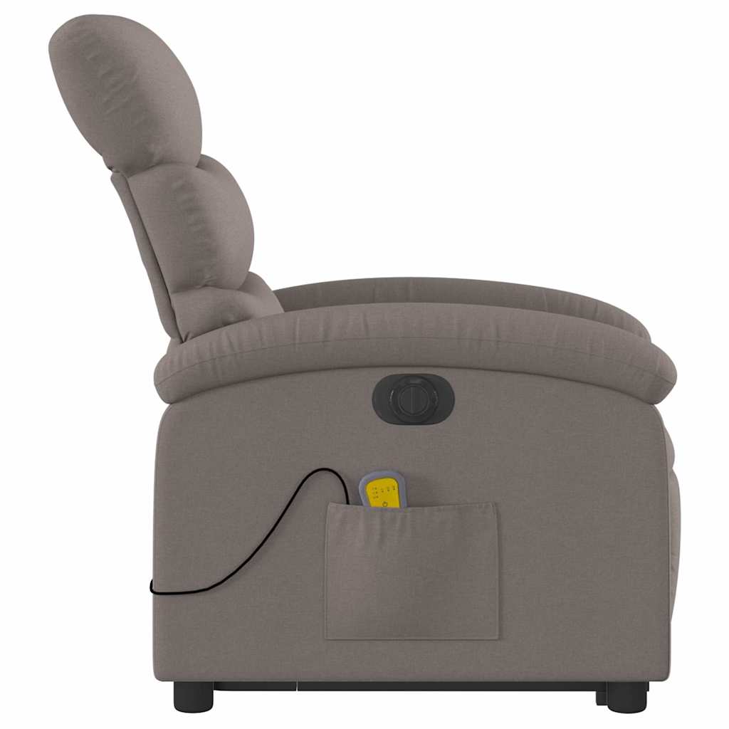 Electric Massage Recliner with Rising Function Taupe Fabric