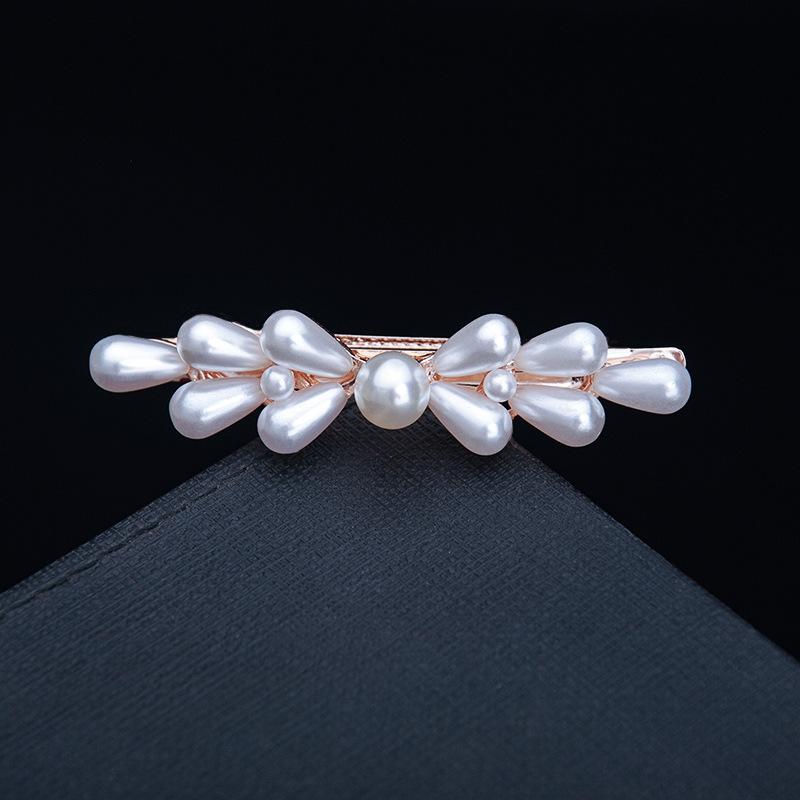 Hair Accessories Rhinestone Bow Hair Clip, Adult Pearl Horizontal Clip, Ponytail Clip, Top Clip, Spring Clip, Small Pearl Hair Clip
