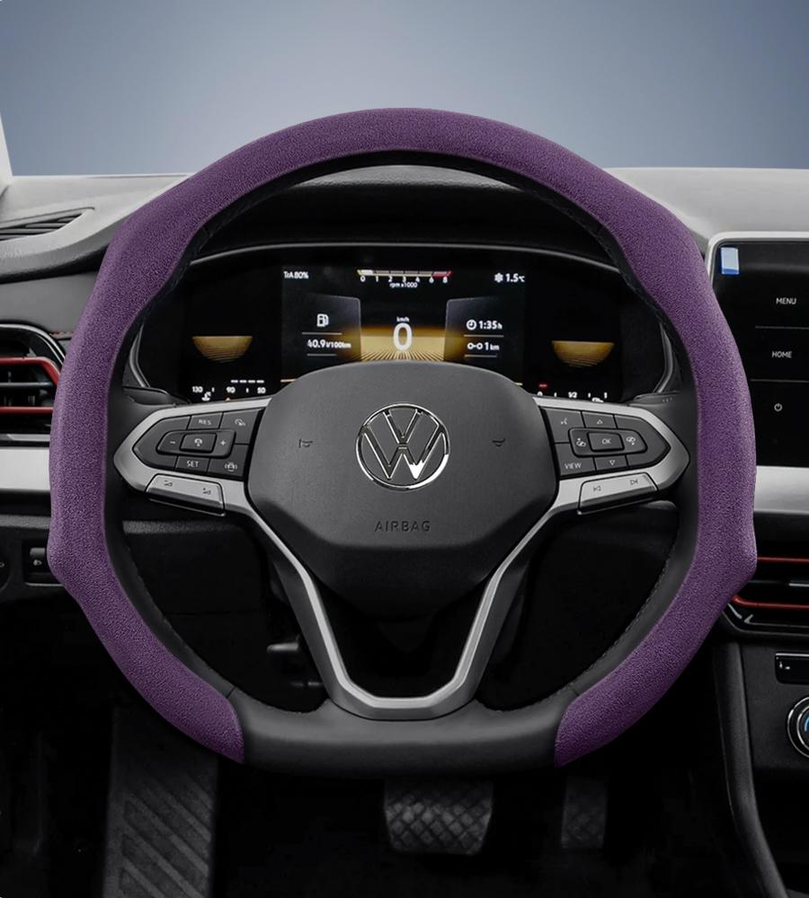 Suitable for Volkswagen Premium Suede Snap-On Steering Wheel Covers, Non-Slip and Durable, Available for D-Shaped Steering Wheels, Compatible