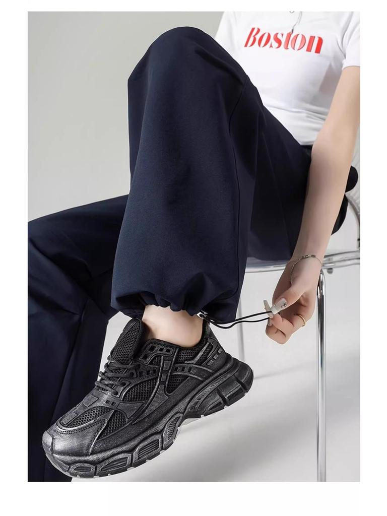 Damen 2025 Sommer Marineblau Weitbeinige Fallschirm-Cargohose