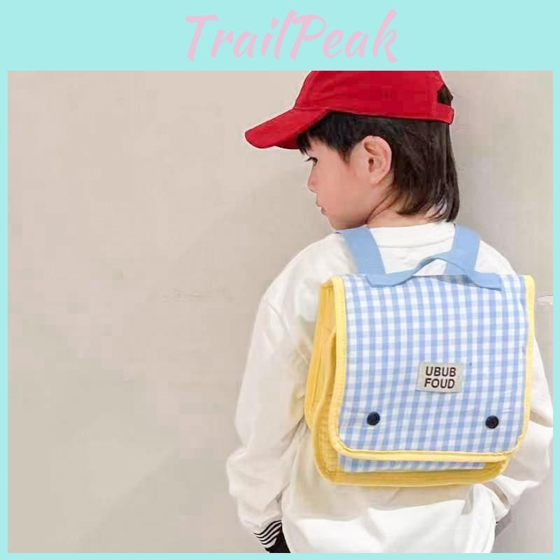 Pattern Simple Grid Letter Decoration Children Casual Backpacks For Daily Use
