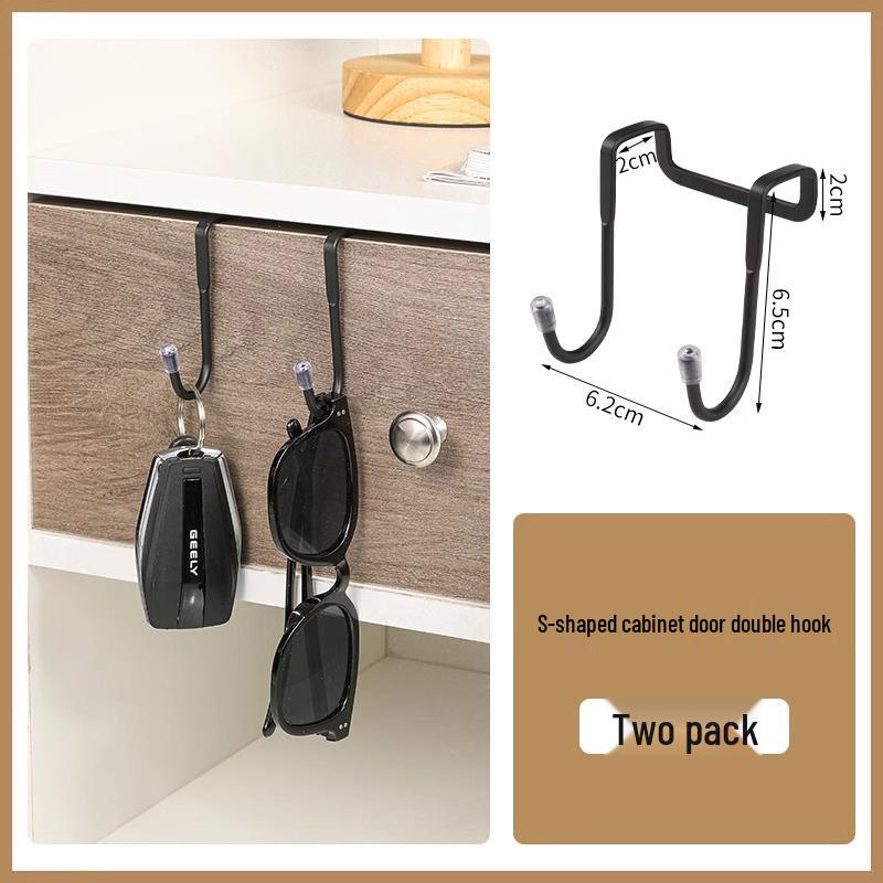 Stainless Steel S-Shaped Double Hooks - No-Punch Installation for Kitchen, Wardrobe, and Dorm Use, Strong Load-Bearing.