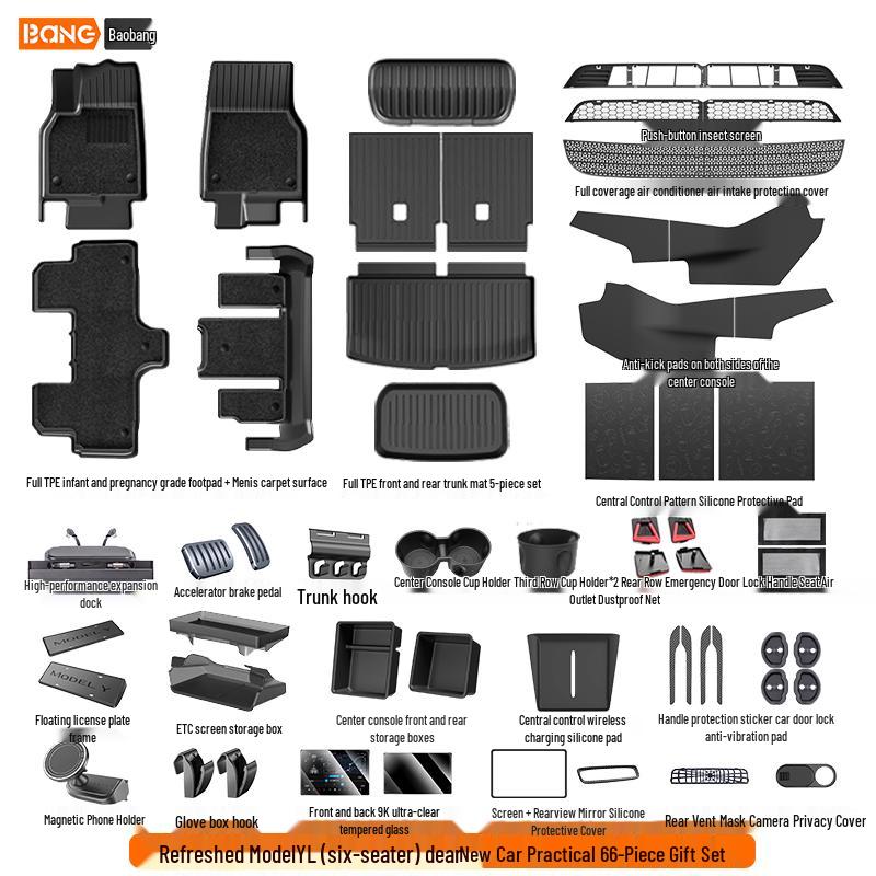 Tesla Model Y & 3 Refresh TPE Interior Floor Mats - Full Set Protection Accessories