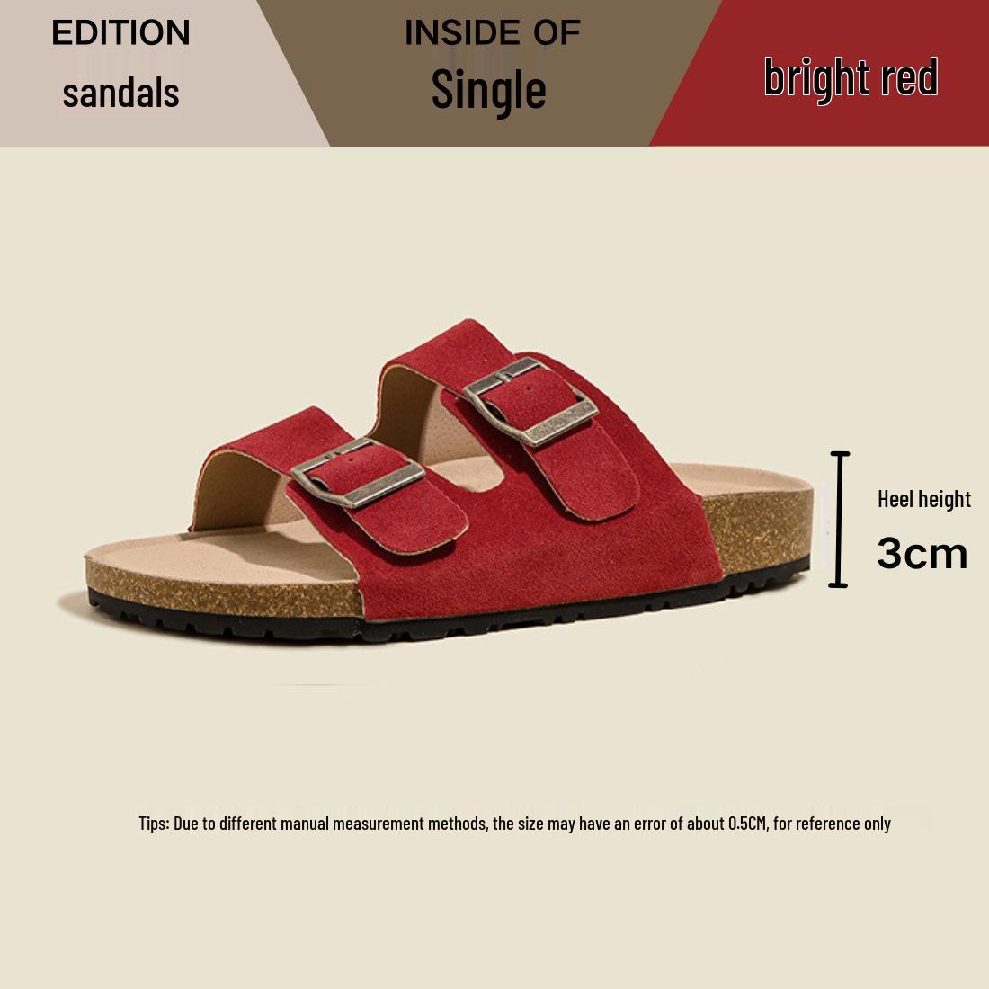 

Women s Genuine Leather Cork Sole Buckle Flip Flops - Summer Outdoor Sandals 40