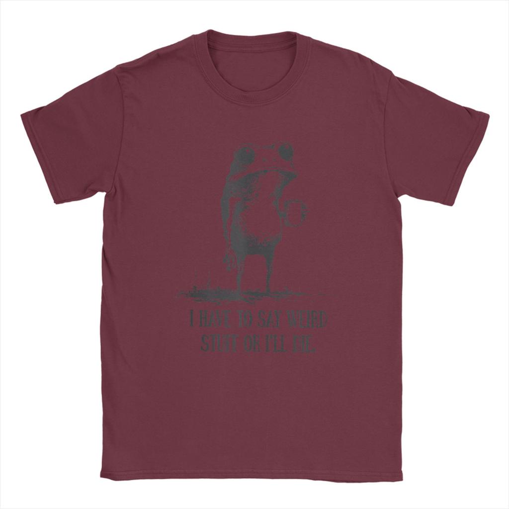 I Have to Say Weird Stuff Or Ill Die Funny Frog Meme TShirt Beach  Hippie T Shirts Men Cotton Oversize Top Tees Y2K Basic Tops