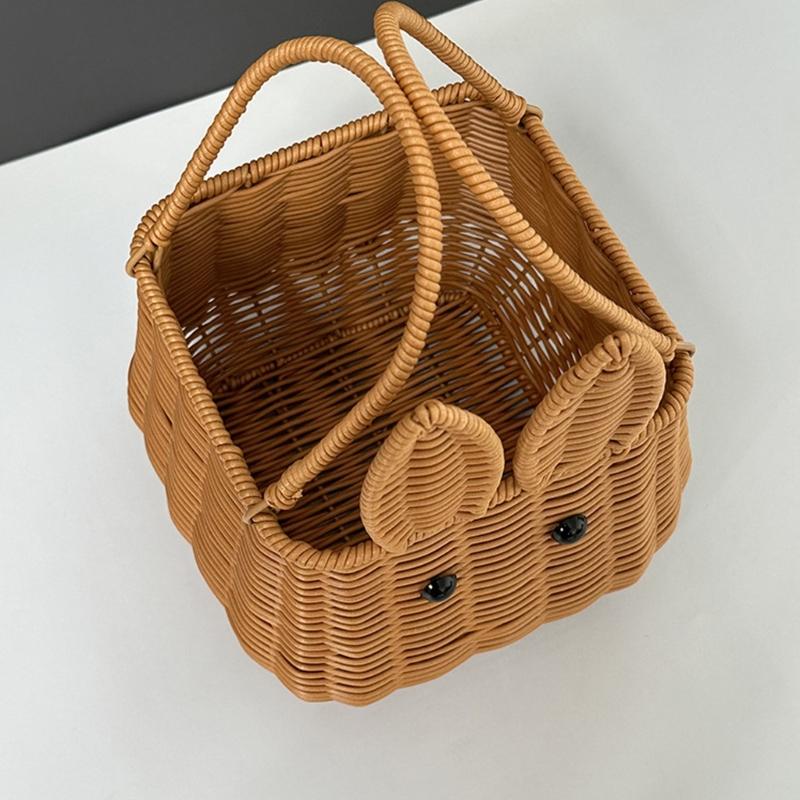 Roztomilé Kreslené Styly Ručně Tkaný Piknikový Koš Přenosný Doplněk pro Výlety a Kempování Každodenní Použití