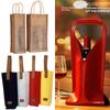 Wine Packaging Bags Gift Bags Vintage Linen/PU Leather Tote Wine Bags Drinking Accessories Tote Gift Bags For Friends
