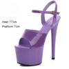 Fashion Shoes for Women 17CM High Heeled Sandals Open Toe Shoes Summer Buckle Strap Platform Party Club Striper Shoes Female Stiletto