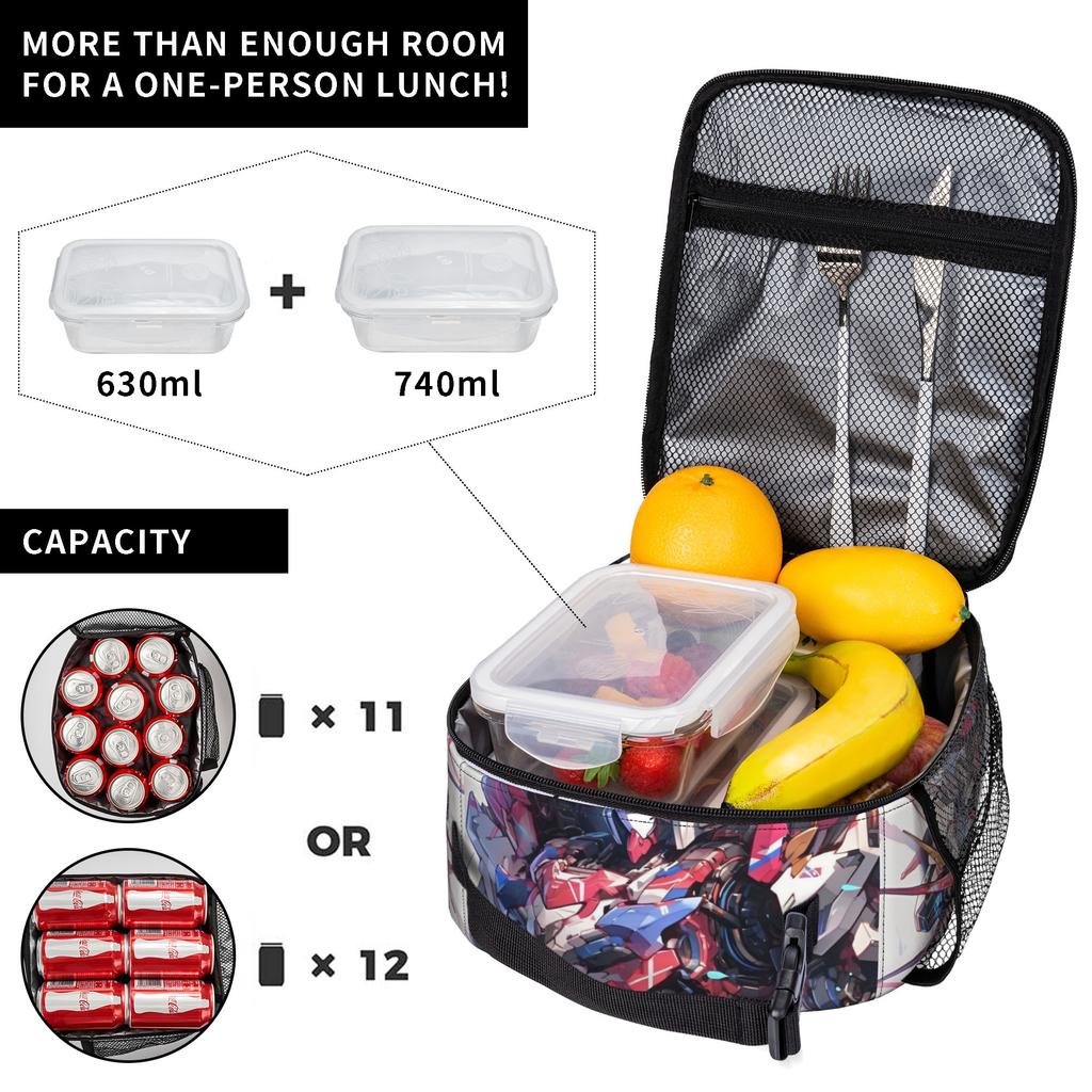 Prism Mecha-Gundamms Mobile Suit Insulated Lunch Bags Large Meal Container Cooler Bag Tote Lunch Box College Food Storage Bags