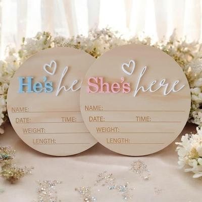 Oznámení o narození Dřevěná Plaketa s Jménem Dítěte Váhou Délkou Datem Časem Foto Rekvizita do Dětského Pokoje Upomínkový Znamení pro Dárek na Baby Shower
