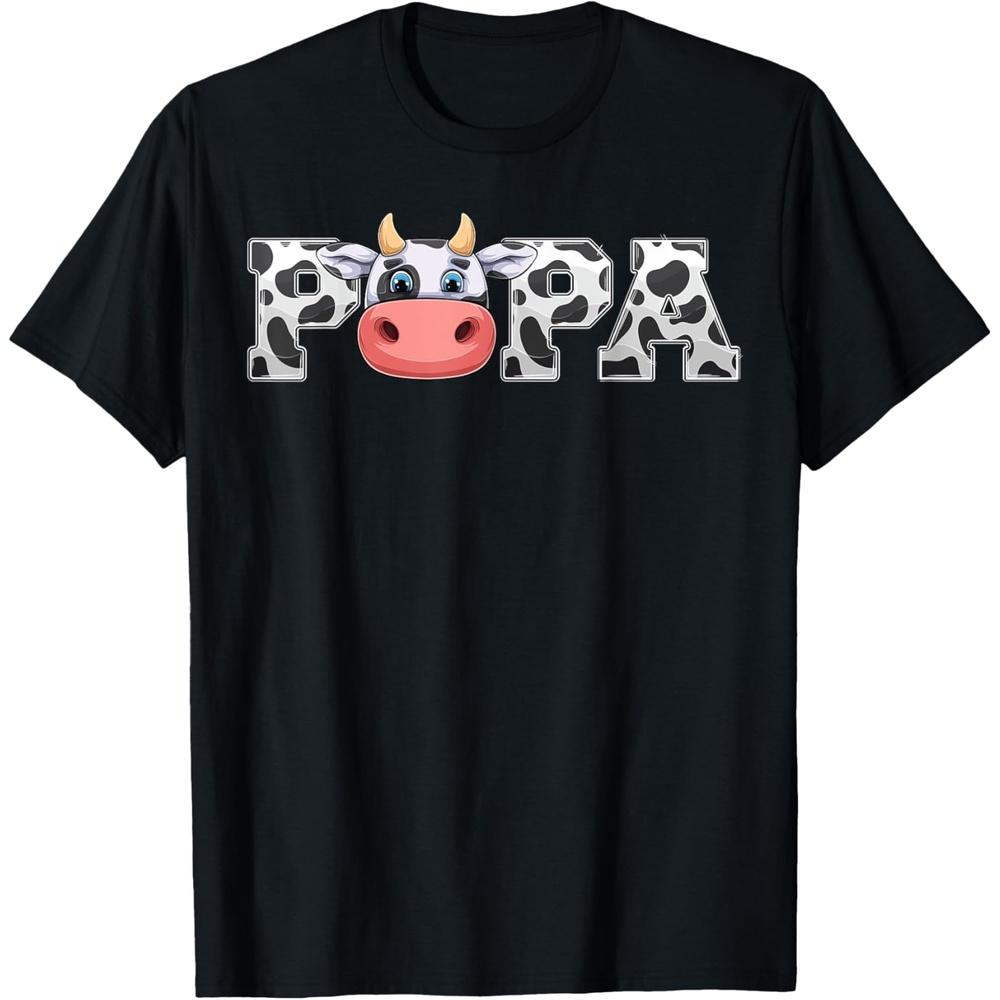Papa Cow Print Cowboy Animal Pattern Farmer Cow Father Papa T Shirt 3XL