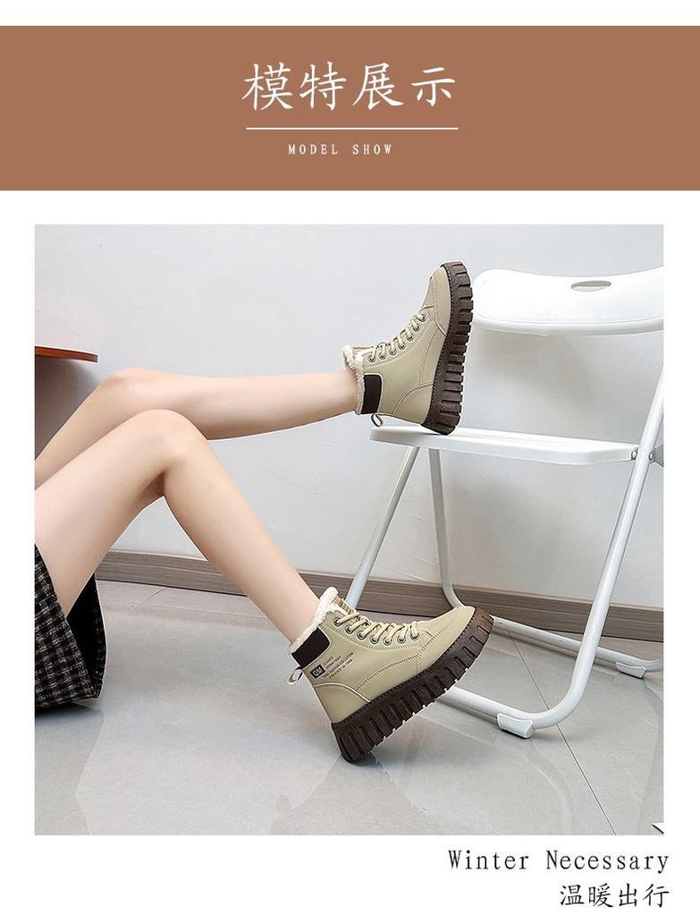 Cotton shoes women's velvet warm genuine flat bottom 2025 autumn and winter new leather soft sole women's shoes wear-resistant KT2509