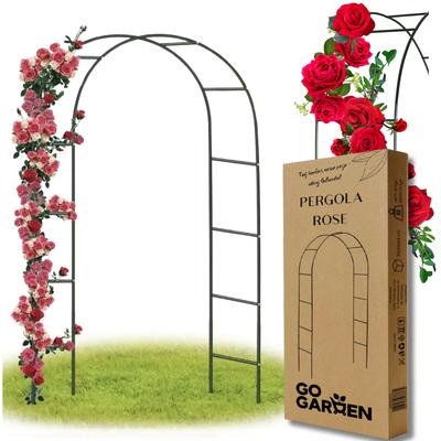 Zahradní pergola kovový oblouk pro růže květiny popínavé rostliny 240x140 cm kotvy